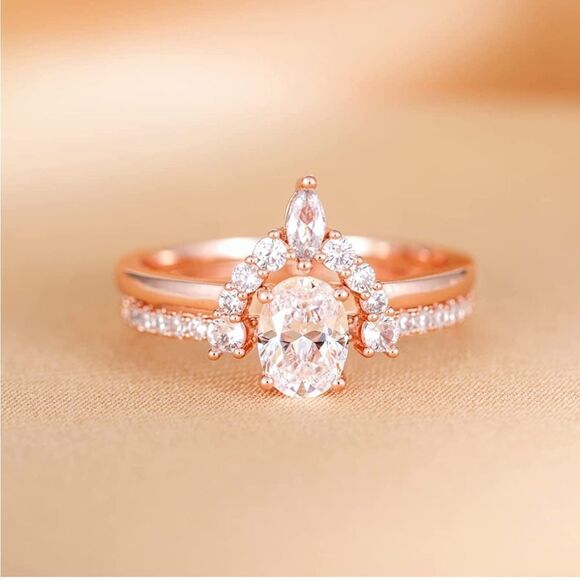 1.5 Carat ROSE GOLD STACKABLE ENGAGEMENT RING - Picture 2 of 5
